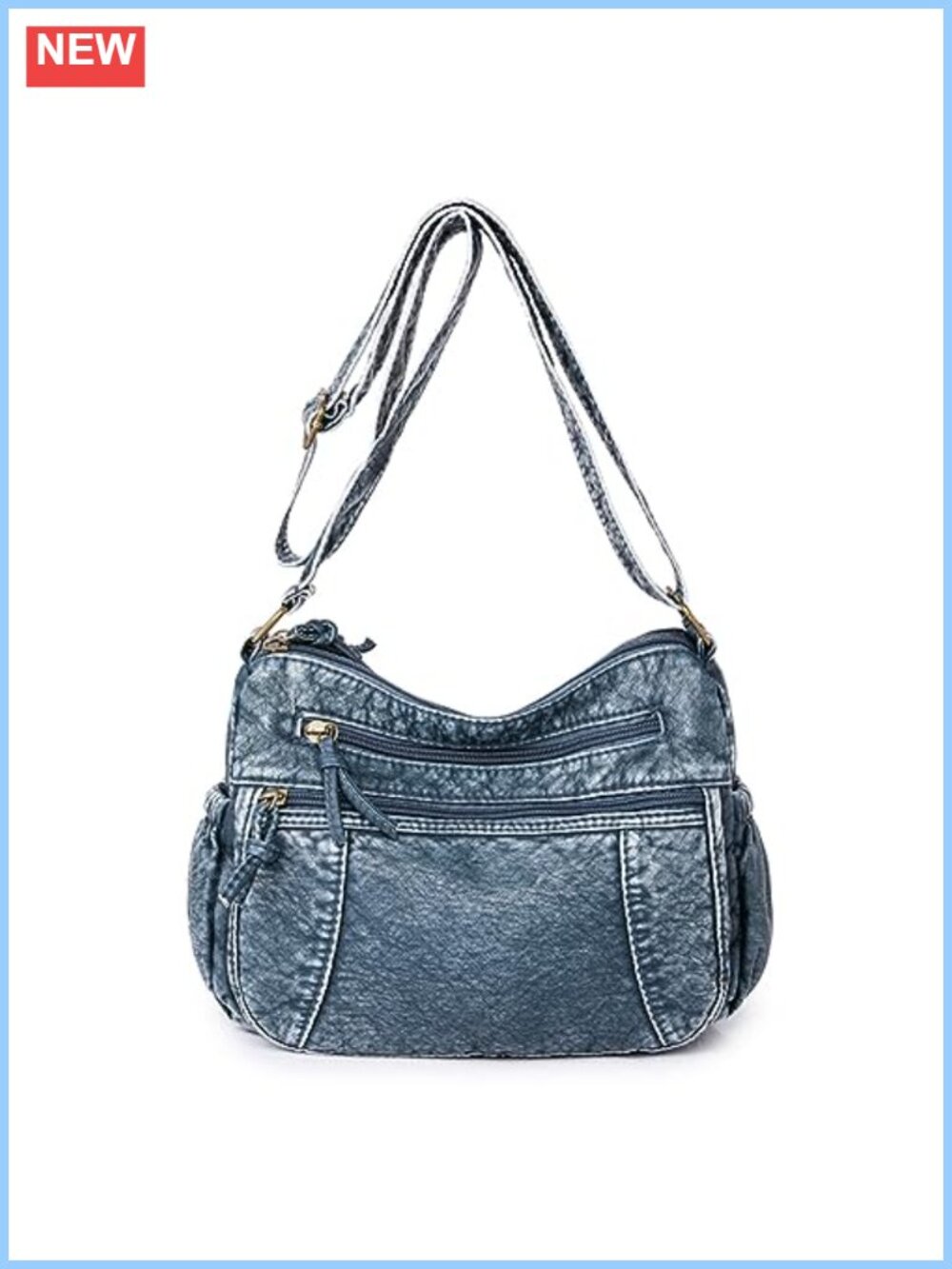 Women's Leather Denim Hobo Bag Crossbody Shoulder Tote Handbag Casual Purse